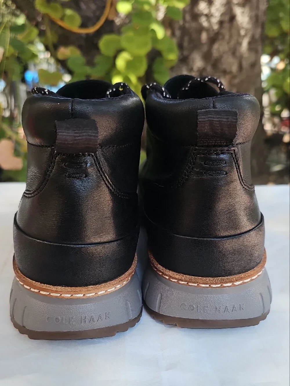 Cole Haan Black Leather Chukka Boots with Tan Accents